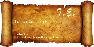 Tomsits Erik névjegykártya